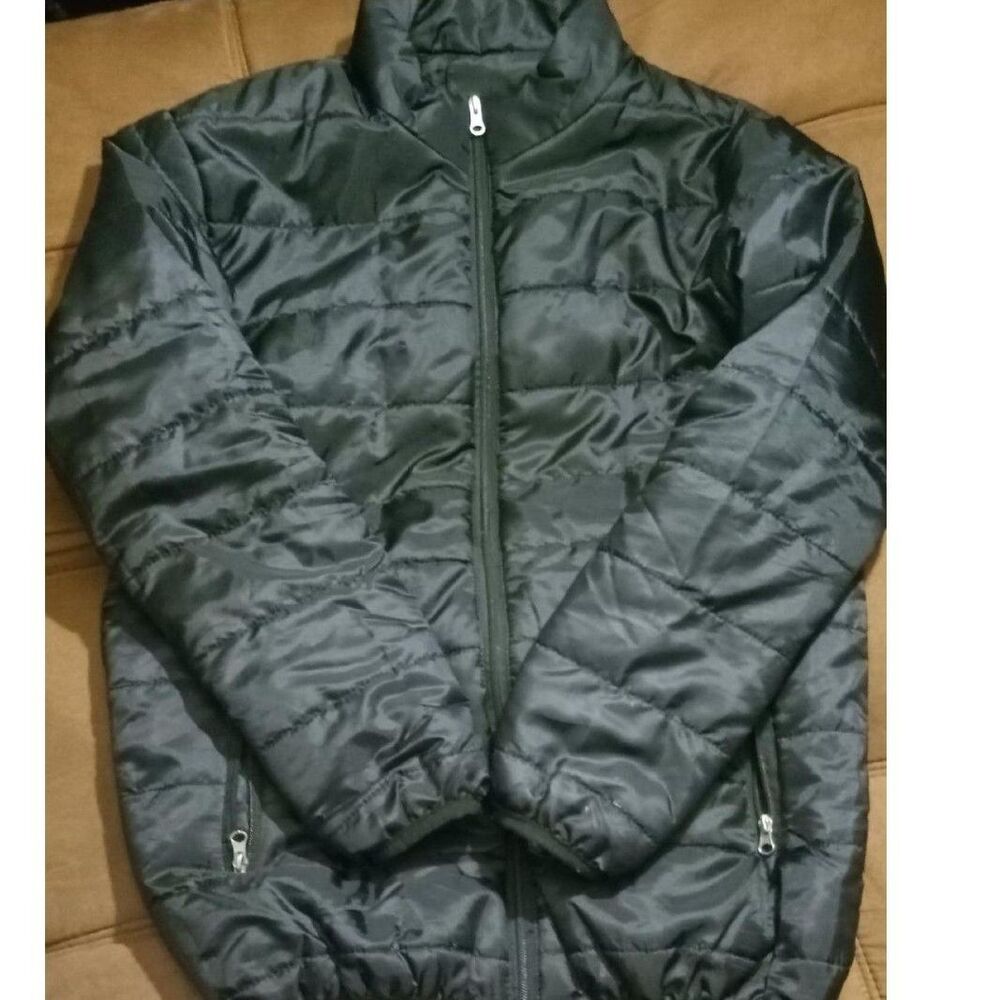 Mens Black Puffer Jacket Coat With Zipper size L ....B9